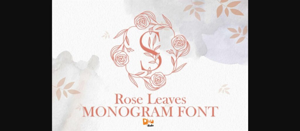 Rose Leaves Monogram Font Poster 3