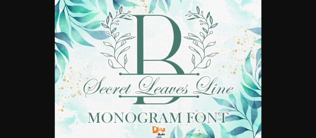 Secret Leaves Line Monogram Font Poster 1