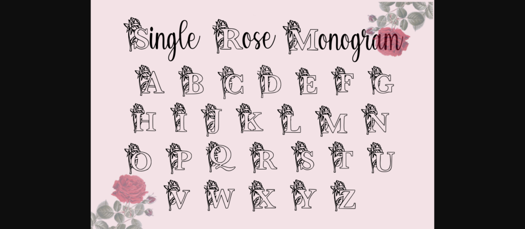 Single Rose Monogram Font Poster 3