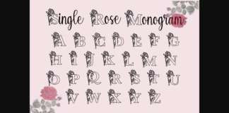 Single Rose Monogram Font Poster 1