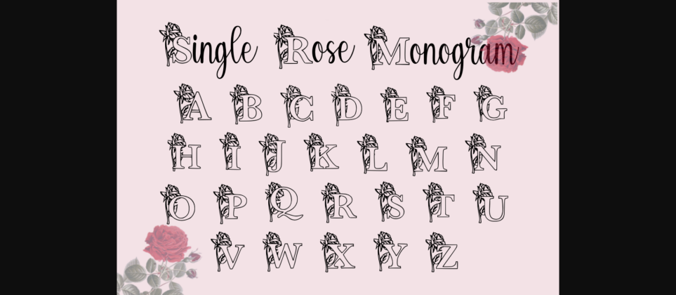 Single Rose Monogram Font Poster 1