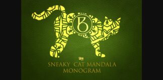 Sneaky Cat Mandala Monogram Font Poster 1