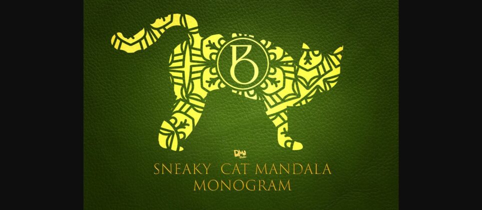 Sneaky Cat Mandala Monogram Font Poster 1