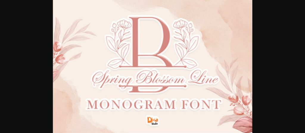 Spring Blossom Line Monogram Font Poster 1