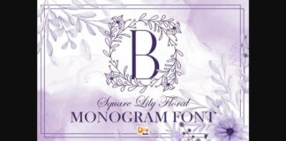 Square Lily Floral Monogram Font Poster 1