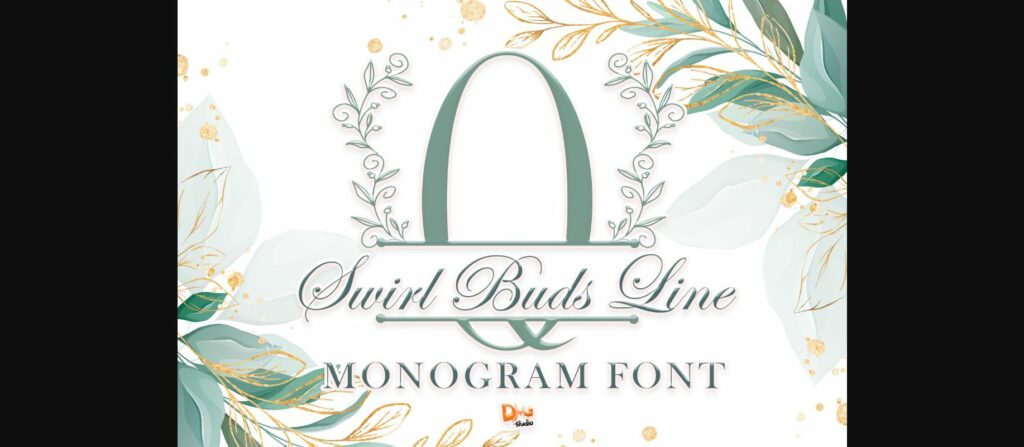 Swirl Buds Line Monogram Font Poster 3