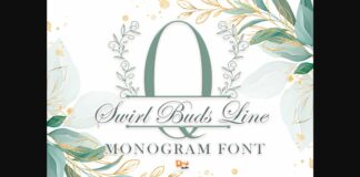 Swirl Buds Line Monogram Font Poster 1