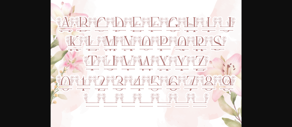 White Lily Line Monogram Font Poster 6