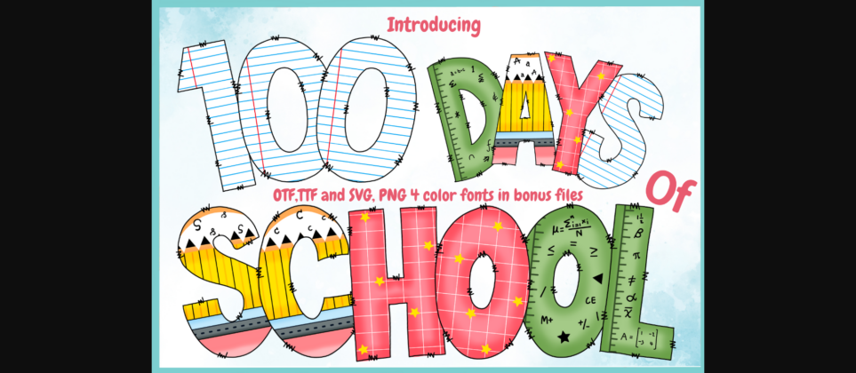 100 Days of School Font Poster 3