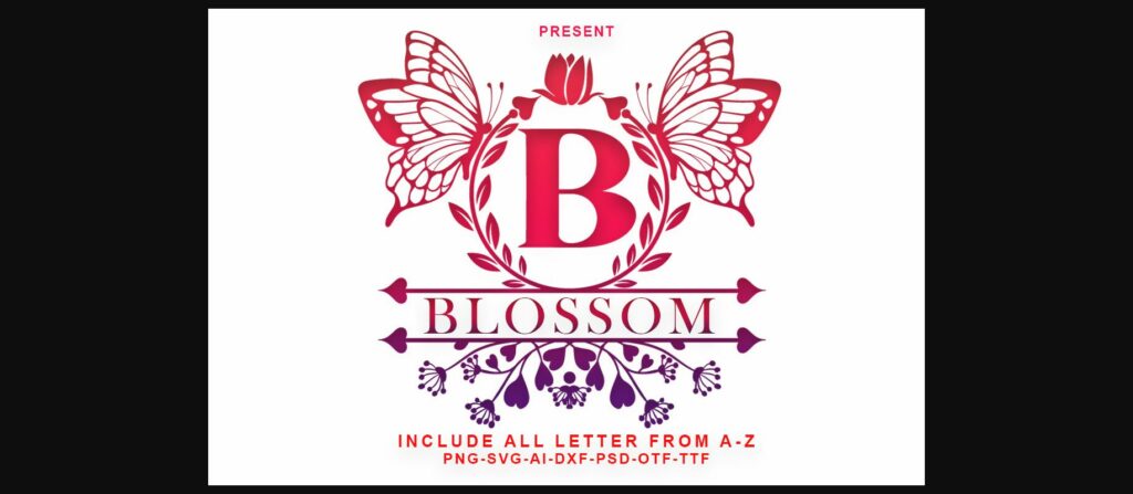 Blossom Monogram Font Poster 1