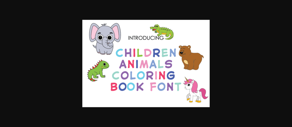 Children Animals Coloring Book Font Poster 1