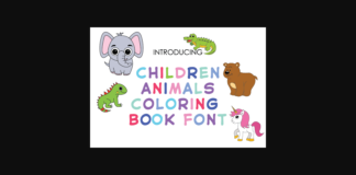 Children Animals Coloring Book Font Poster 1