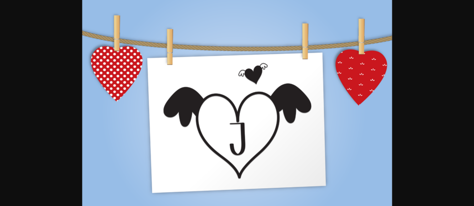 Heart Wings Monogram Font Poster 5