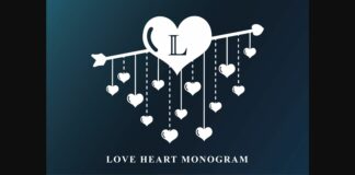 Love Heart Monogram Font Poster 1