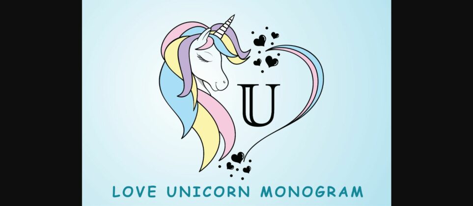 Love Unicorn Monogram Font Poster 3