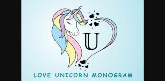 Love Unicorn Monogram Font Poster 1