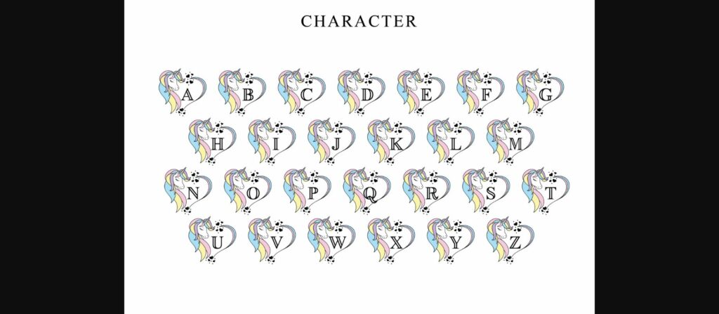 Love Unicorn Monogram Font Poster 8