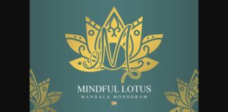 Mindful Lotus Mandala Monogram Font Poster 1