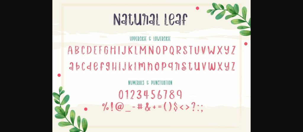 Natural Leaf Font Poster 9