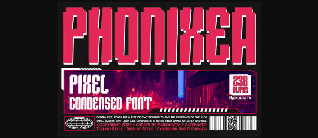 Phonixea - Pixel Condensed Font Poster 3