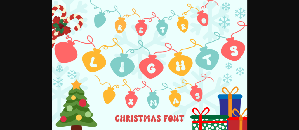 Retro Lights Xmas Font Poster 3