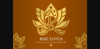 Rise Lotus Mandala Monogram Font Poster 1