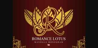 Romance Lotus Mandala Monogram Font Poster 1