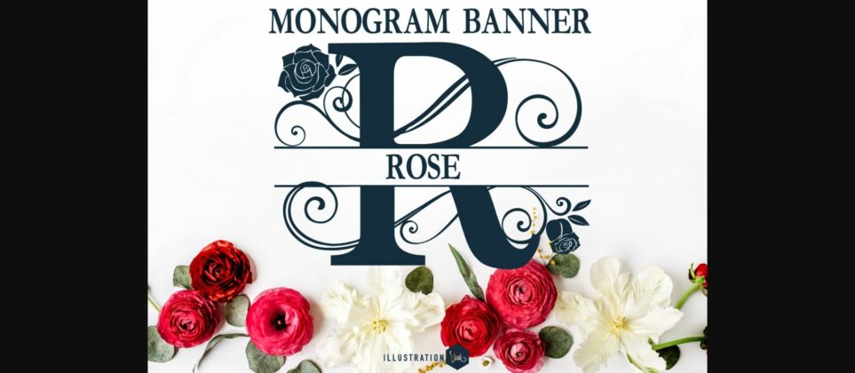 Rose Monogram Banner Font Poster 3