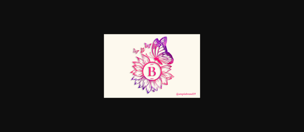 Sunflower Butterfly Monogram Font Poster 3