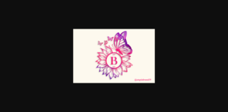 Sunflower Butterfly Monogram Font Poster 1