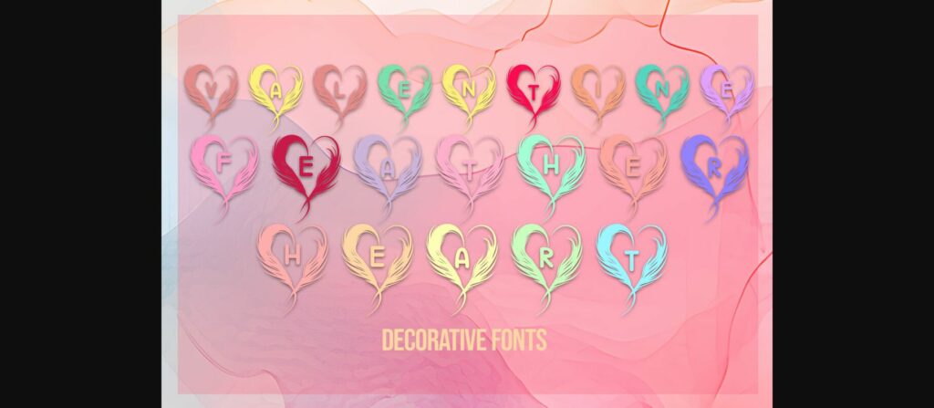 Valentine Feather Heart Font Poster 3