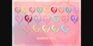 Valentine Feather Heart Font Poster 1