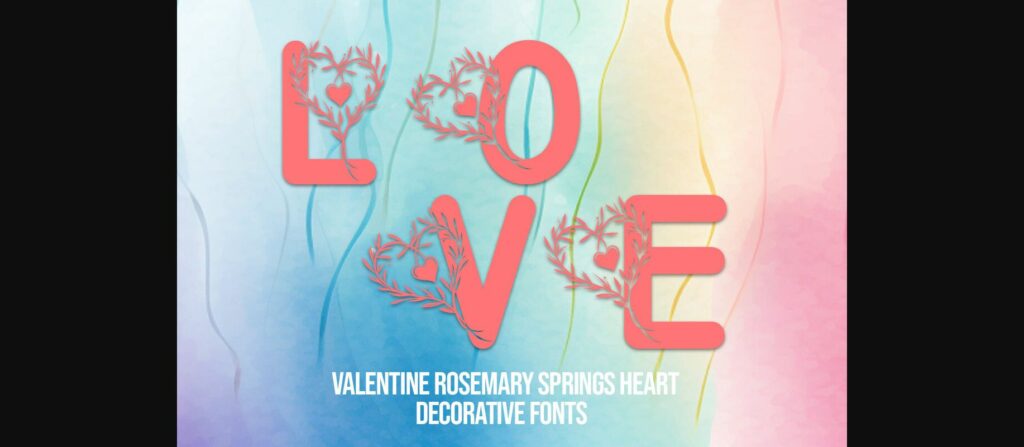 Valentine Rosemary Springs Heart Font Poster 3