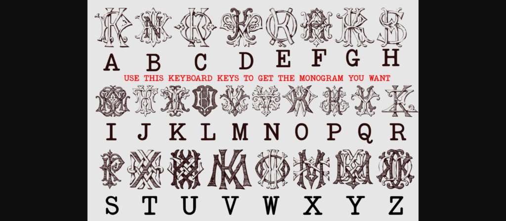 Vintage Monograms K Font Poster 8