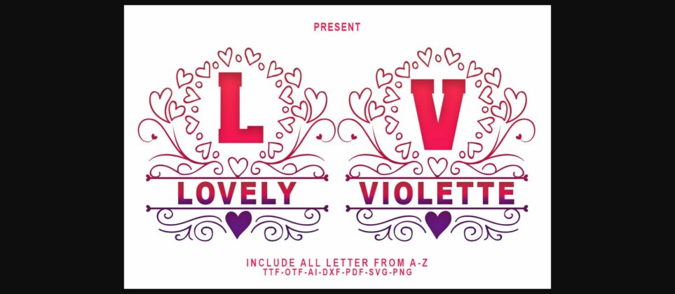 Violette Lovely Monogram Font Poster 4