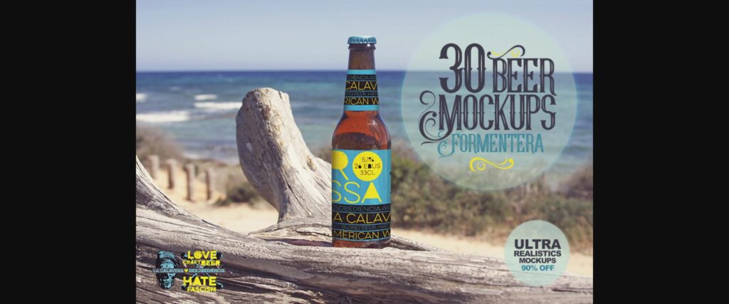 30 Beer Mockups in Formentera Poster 1