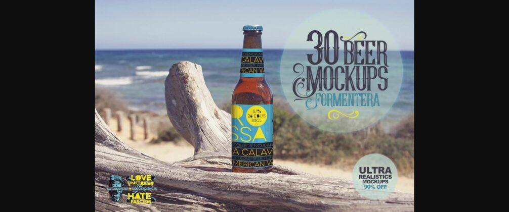 30 Beer Mockups in Formentera Poster 3