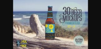 30 Beer Mockups in Formentera Poster 1