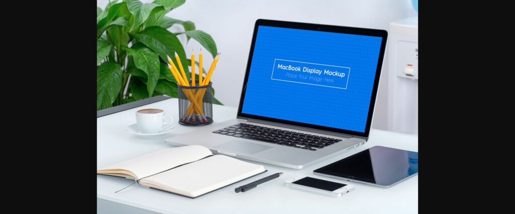 5 Workplace MacBook Display Mockups Poster 6