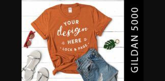 Antique Orange Gildan 5000 TShirt Mockup Poster 1