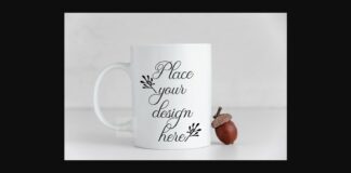 Autumn Fall Minimal Coffee Mug Mockup Poster 1