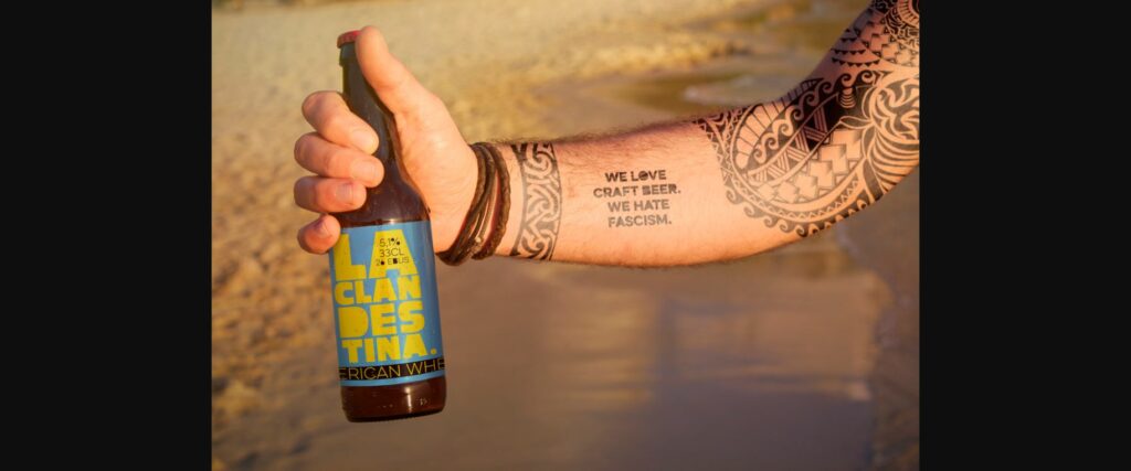 Beach Beer Tattoo Style Mockup Poster 1