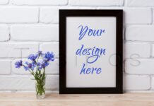 Black Brown Poster Frame Mockup with Cornflower Poster 1