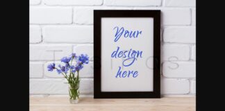 Black Brown Poster Frame Mockup with Cornflower Poster 1