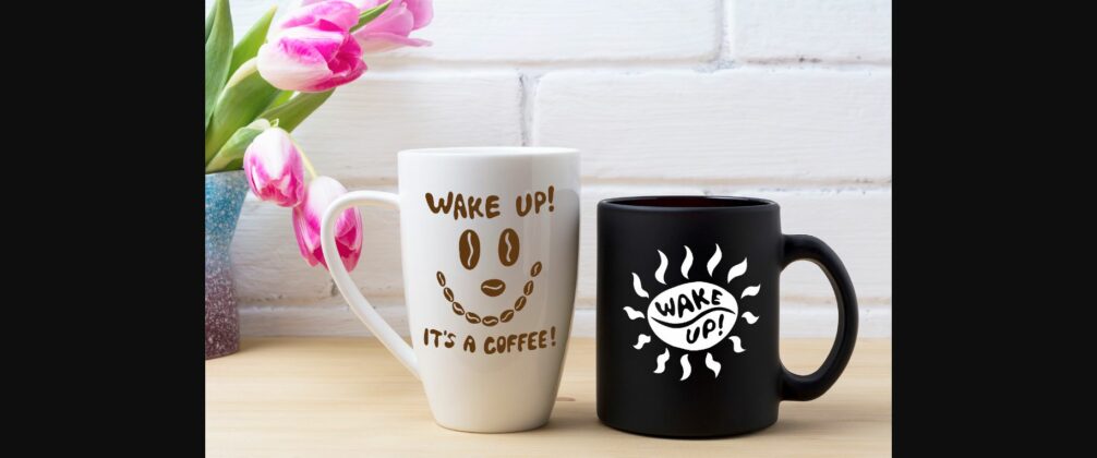 Black Coffee Cup and White Cappuccino Mug Mockup Poster 3