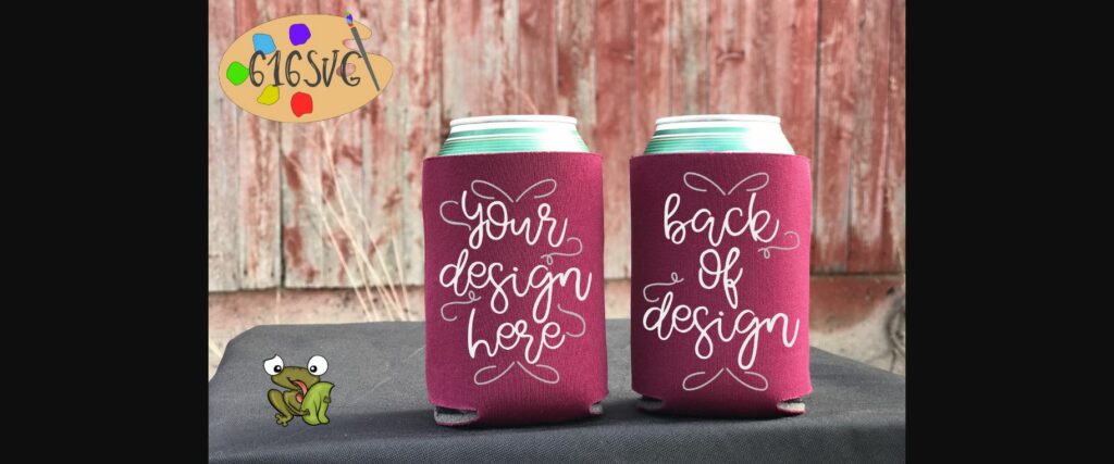 Burgundy Can Cooler Mockup Poster 1