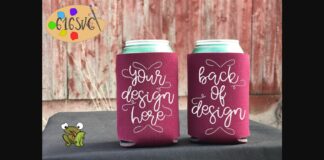 Burgundy Can Cooler Mockup Poster 1