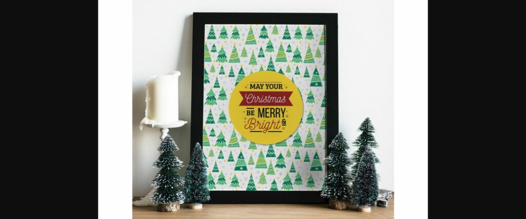 Christmas Photo Frame Mockup with Smart Object Poster 1