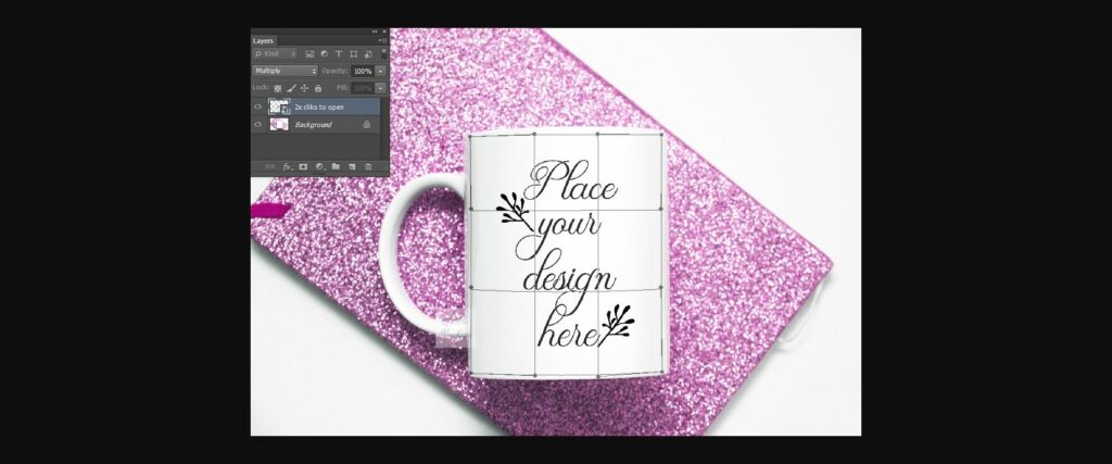 Coffee Mug Mockup Pink Glitter Flatlay Poster 4