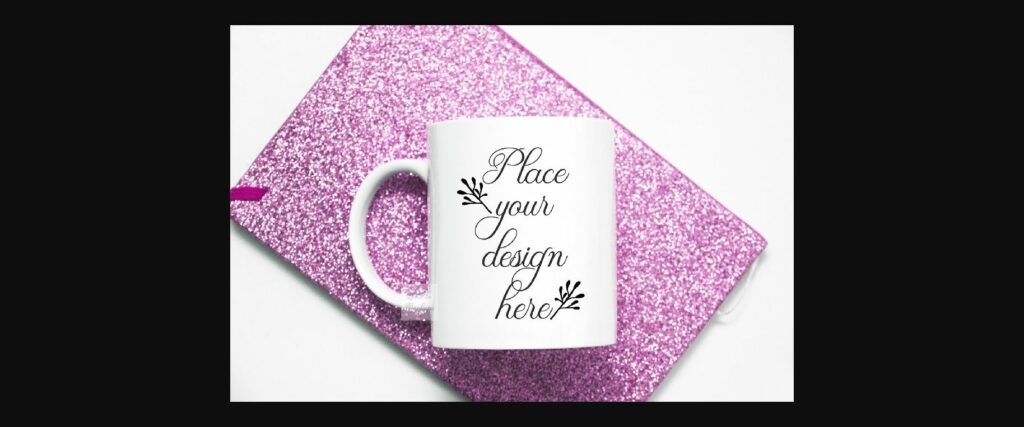 Coffee Mug Mockup Pink Glitter Flatlay Poster 1